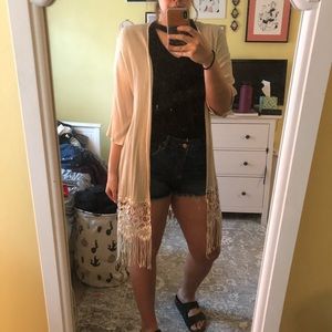 Boho lace wrap with 3/4 sleeves